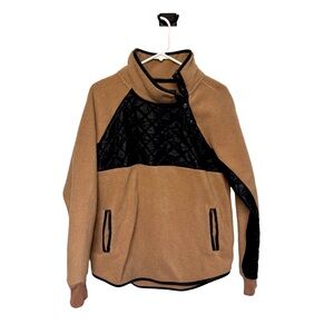ABERCROMBIE Asymmetrical Snap-Uo Fleece w/ Faux Leather
